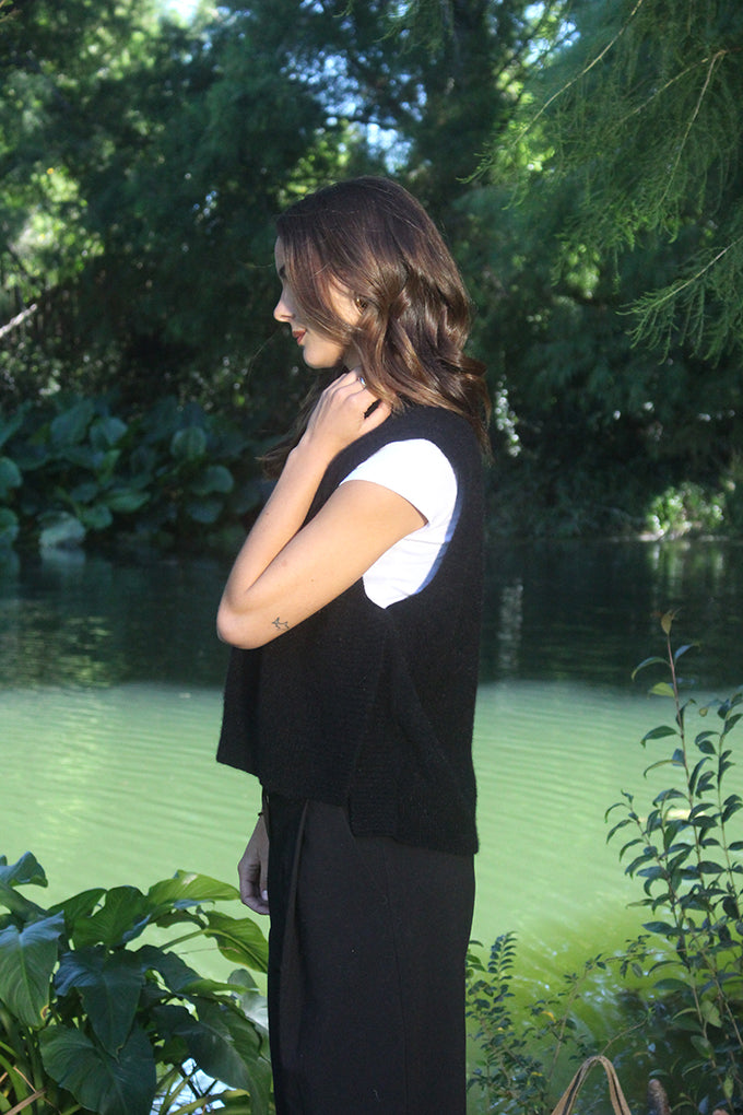 Lothlorian Possum & Merino Vest - Black