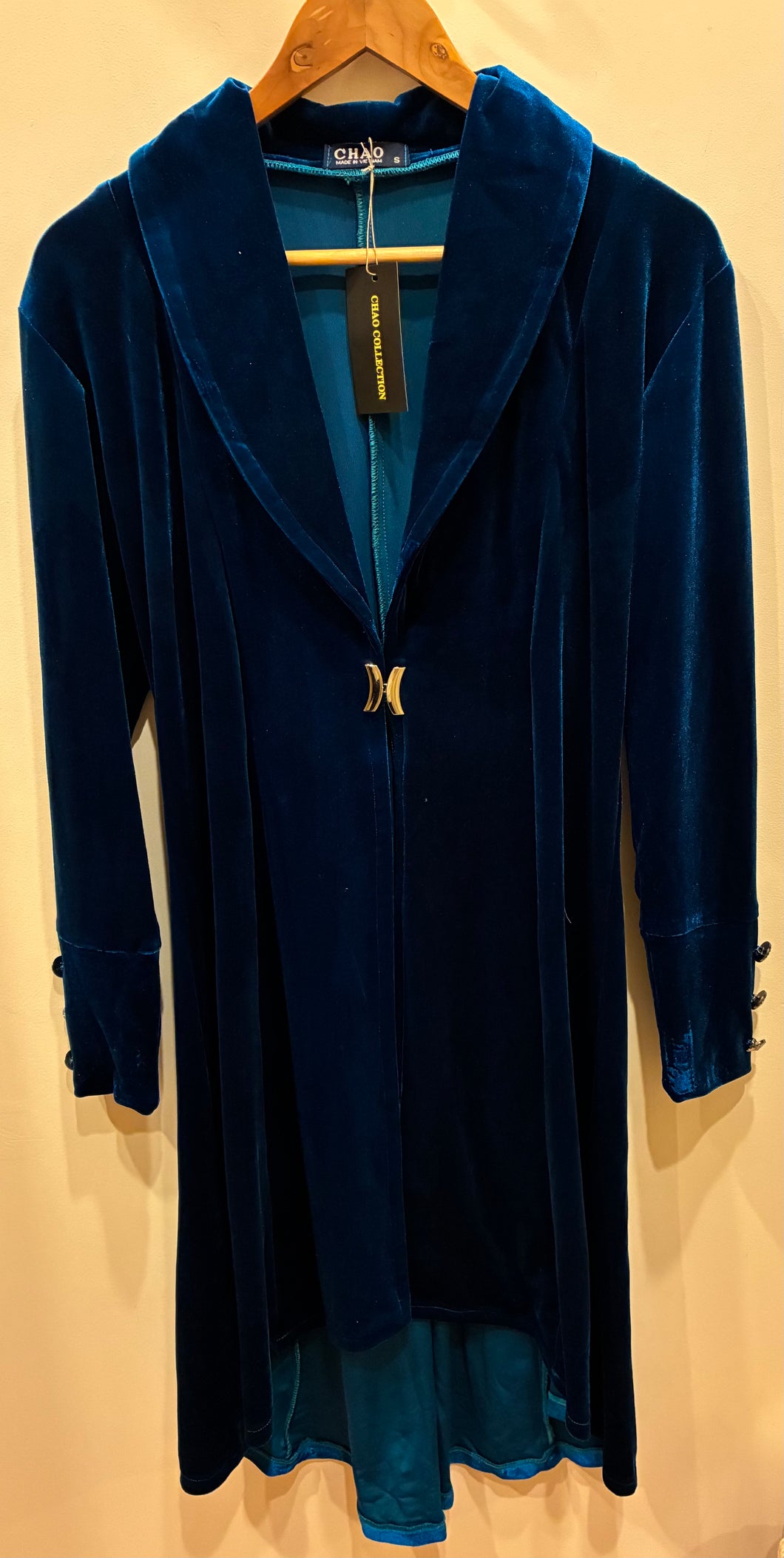 Panelled Velvet Jacket - Teal 50% OFF