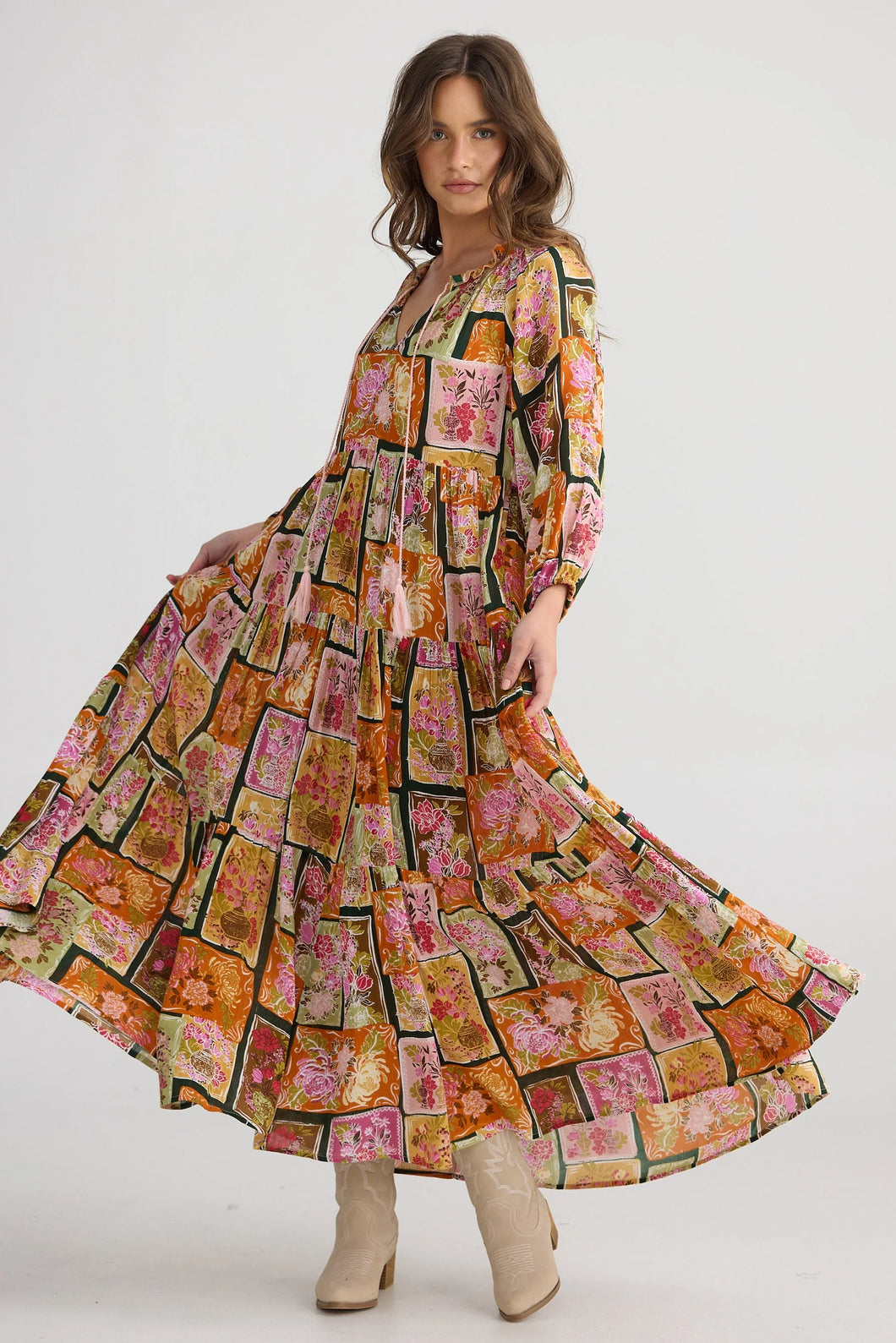 Damascus Mid Sleeve Dress - Postcard Petals - Price reduced