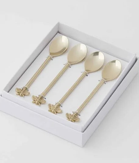 4pc Bea Bee Appertizer Party Cocktail Spoons Brass