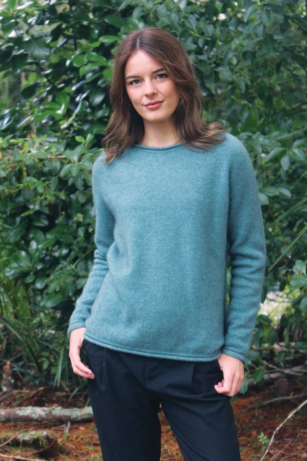 Lothlorian Possum Merino Scroll Jumper in Sage