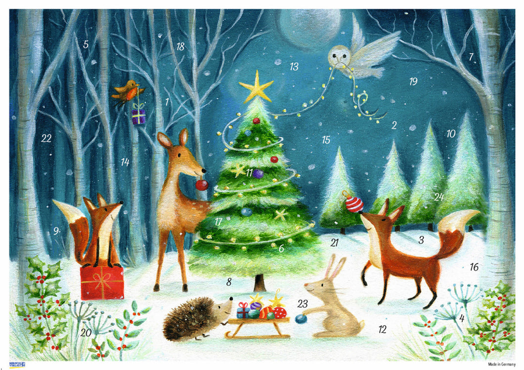 Advent Calendar Poster - Nordic Christmas Tree Trimming