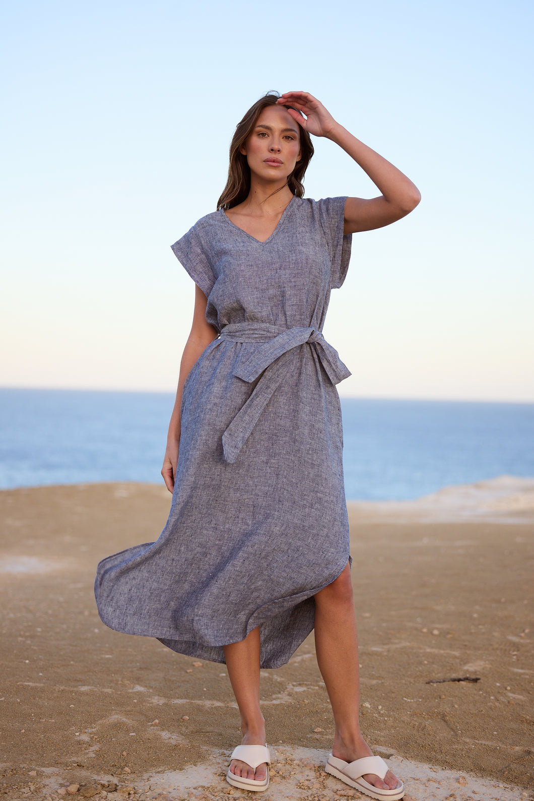 Sebou Dress - Navy Fleck                 50% OFF
