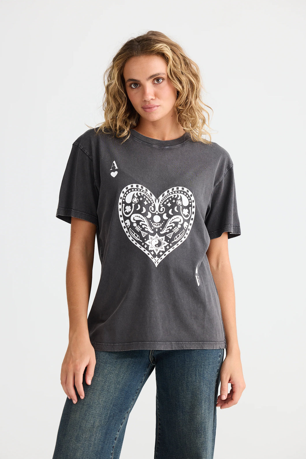 Talisman Ace of Hearts Relaxed Tee - Black Wash