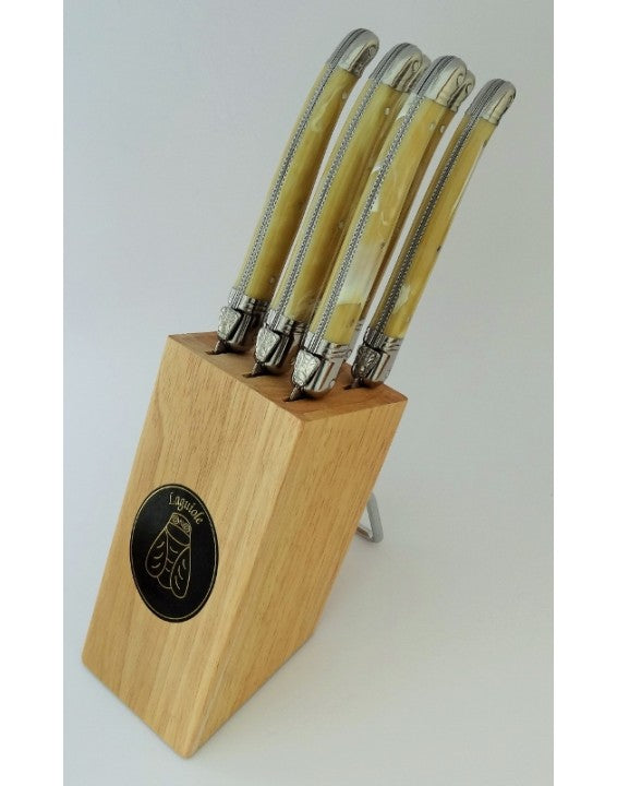 Laguiole 6 Steak Knives Wooden Block