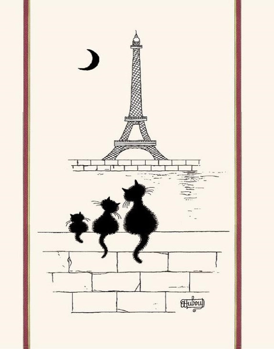 Tea Towel Cat Eiffel Tower